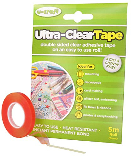 KLEBESHOP24 Schmales doppelseitiges Klebeband transparent 6 mm x 5 m | zum Basteln und Dekorieren, besonders dünn