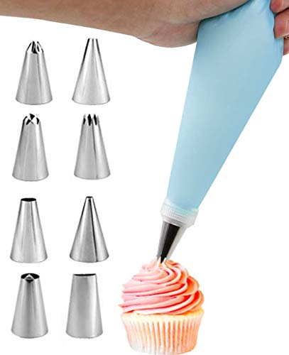 Beccucci Sac a Poche Riutilizzabile, Bocchette per Sac à Poche con Sacca Poche in Silicone, Set Pasticceria Decorazione per Decorare Torte