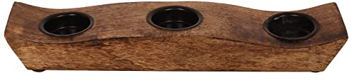 eTroves Wooden Tealight Candle Holder Set - Mango Wood Boat Tea Light Votive Candle Holders - Personalized Wood Tealight Holders for Rustic Wedding Birthday Anniversary Party