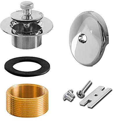 Sento Badewannen-Ablauf-Stopfen mit Hebe- und Drehmechanismus, Chrom, passend für 3,8 cm oder 3,8 cm Sieb und Stopfen, robustes Metall mit passenden Schrauben, einfache Installation, poliertes Chrom