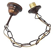 Catena per lampadario in ferro battuto marrone e oro con portalampade attacco grande E27 in metallo ricambi lampadari e sospensioni