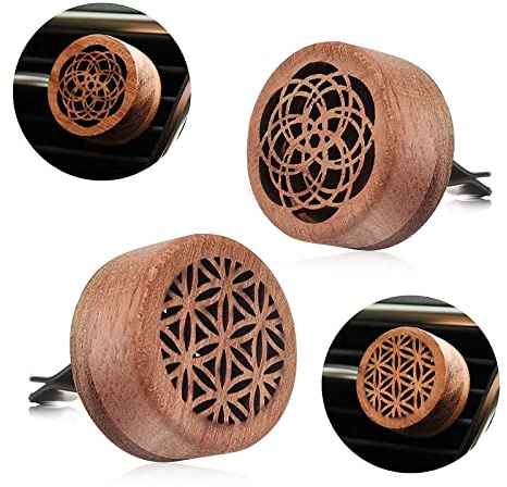 2 Stück Auto-Diffusor für ätherische Öle und Aromatherapie, Lüftungsclip, Mini-Holz-Diffusor, tragbares Medaillon, Lavastein-Aroma-Diffusor
