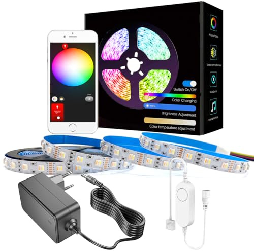 RGBCCT ZigBee 3.0 Controller dimmbar mit 5m 12V 5 IN 1 RGBCW LED Streifen und Netzteil, für Tuya Hub-e,Smartthings,Echo Plus APP/Alexa RGB Kaltweiß Warmweiß Light Strip (5 IN 1 RGBCCT LED KIT)