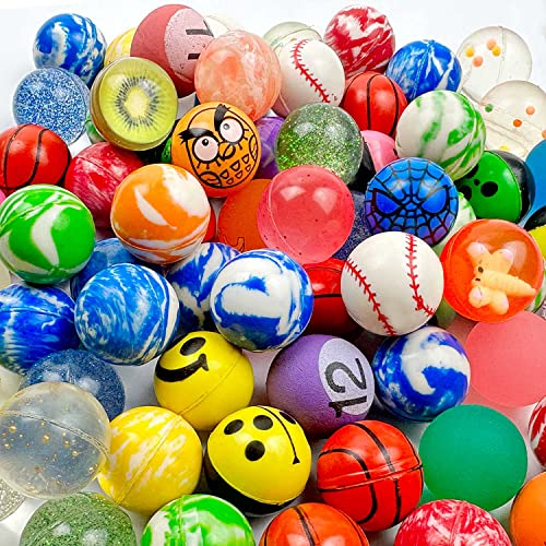 Ricofot Flummis für Kinder, 100 Stücke Flummies für Kinder, 25 mm Flummi, Wiederverwendbar Flummis, Flummies Geeignet für Partys Geburtstagsüberraschungen Kinderkarneval Klassenpreise usw