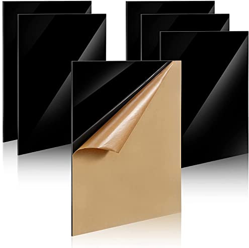 DMJOULI Black Acrylic Sheet A5 Square Perspex Sheet,1mm Thick Panel Plastic Sheet Perspex Sheets Cut to Size Acrylic Discs for Picture Frame Painting DIY Crafts Display Stand Projects(6pcs)