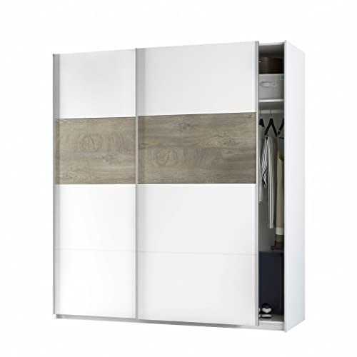 HOGAR24 ES Armario con 2 Puertas correderas, Color Blanco Artik y Roble Alaska, Medidas: 180 x 200 x 60 Cm