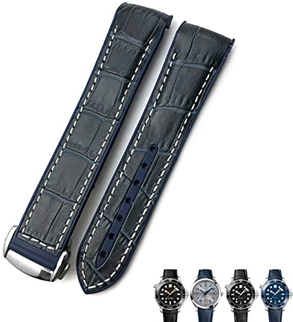 AXPTI Gummi-Lederarmband für Omega Seamaster 300 Speedmaster AT150 HydroConquest Sportarmband, 21 mm / 22 mm, 19 mm / 20 mm, 21 mm, Achat