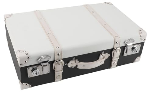 Vintage Holz-Leder-Koffer, Dekorative Aufbewahrungsbox, Retro-Design mit Nieten, Schwarz-Weiß, Großes Fassungsvermögen