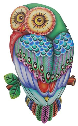 Happyyami Bunte Eule Wanddeko Metall Metallskulptur Für Balkon Und Garten Langlebiges Und Einfach Zu Installierendes Wandornament Für Kreative Wohnraumgestaltung