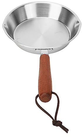Yosoo Health Gear Padella Antiaderente per Uova, Padella Antiaderente in Acciaio Inossidabile con Manico in Legno, per Fornello a Induzione per Ristoranti Domestici (16 cm)