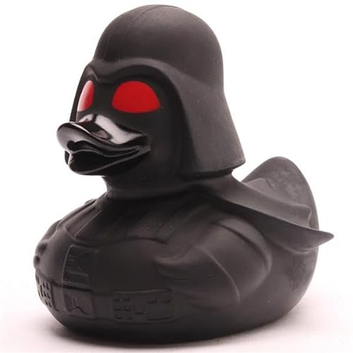 Duckshop I Badeente Black Star Red Eye I Quietscheente I L: 8,5 cm - inkl. Quietscheentchen-Schlüsselanhänger im Set I Geschenk Science-Fiction Fans I Präsent Sammler