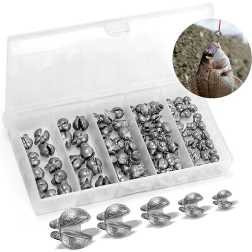VEPEPE 100 Piezas De Plomo Tiro De Plomo Pesca, Tiro Pesca con Almacenamiento, 0.5g 0.8g 1g 1.5g 2g Extraíble Pescas (5 Tamaño)