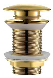 Waschbeckenstöpsel Badezimmer Waschbecken Stopper Waschbecken Pop Up Abfluss Stecker Abdeckung Abfall Rohr Abtropffläche Mit Oder Ohne Überlauf for Bad Zubehör (Color : Gold No Hole)