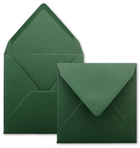25x Quadratische Briefumschläge in Moosgrün (Grün) - 15,5 x 15,5 cm - ohne Fenster, mit Nassklebung - 110 g/m² - Für Einladungskarten zu Hochzeit, Geburtstag und mehr - Serie FarbenFroh