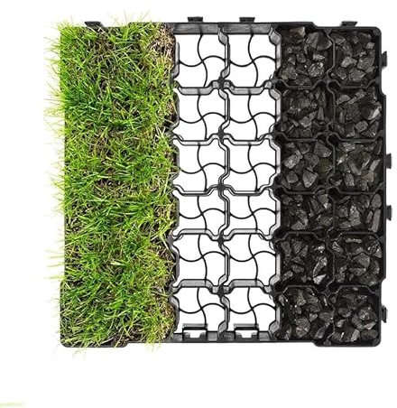 PROFIPLASTIC, Rasengitter, Größe: 38,5 x 38,5 cm Rasen Platten - Schwarz 40m2 - Gehwegplatten, PaddockPlatten, Kiesmatten, Kiesgitter, Kunststoff, ProfiSystem G40