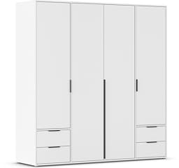 Rauch Möbel NAGATA, Kleiderschrank, Farbe Weiß, Breite 187 cm | Schrank, Mehrzweckschrank, 4-türig, 4 Schubladen, für Schlafzimmer, Kinderzimmer, Studentenwohnung, Garderobe, Homeoffice