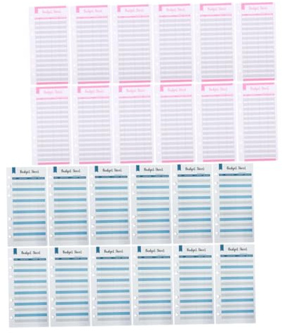 Tofficu 24 Stück Budgetplaner Karten aus Papier mit 6 Lochungen Leicht und Tragbar Ersatz für Kassenbuch Umschläge für Zuhause und Schule zur Ausgabenverfolgung