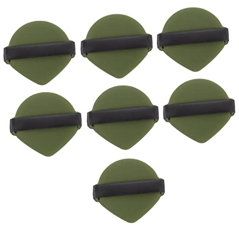 PAMINGONO 7pcs Double-sided Makeup Sponges Powder Foundation Puff Set, Non-latex, Expandable When Wet, Green Pointed Tip, Wet and Dry Use for Face Makeup Application
