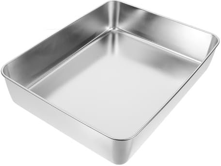 ABOOFAN Bandeja Rectangular de Acero Inoxidable para Hornear Pan y Pasteles, Molde Multiusos Fácil de Almacenar Adecuado para Horno y Servir Alimentos