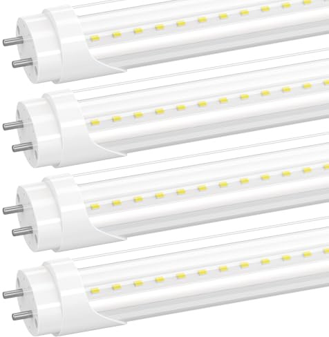 Airseafar 4-Pack T8 LED 2FT Type B Light Bulbs, 10W (24W Equivalent), 5000K, 1300LM for G13, 2 Foot LED Fluorescent Tube Replacement,Super Bright Lamp Beads, Dual-Ended, Remove Ballast, Clear Cover