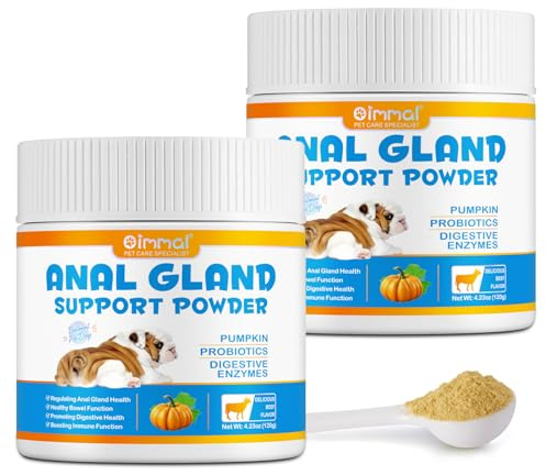 Hund Analdrüse Unterstützung Pulver 120G, Analdrüsen Ballaststoff-Ergänzungs-Pulver, Angereichert Mit Gurke Und Probiotika Und Verdauungsenzyme, Aufrechterhaltung Der Darmgesundheit Bei Hunden