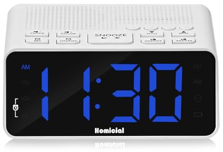 Homicial Radiosveglia digitale con radio AM/FM, cifre LED multicolore da 1,4 pollici, preimpostazione, timer di spegnimento e display chiaro con dimmer per camera da letto comodino, presa alimentata