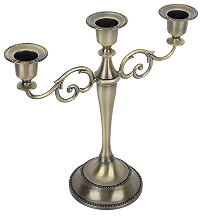 3-Armiger Kandelaber, Kandelaber-Kerzenhalter, Metall-Kandelaber-Kerzenständer, europäischer eleganter Kerzenhalter, Kerzenständer, Retro, exquisiter Kerzenhalter für Esstische, (Bronze)