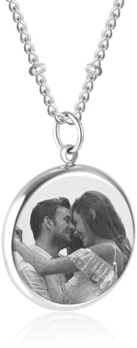 The Magical touch TMT Personalisierte Kette mit Foto-Gravur | Halskette mit Bild in Roségold, Gold oder Silber | Fotogeschenke personalisiert für Frauen | Foto Kette als Geschenk für jeden Anlass