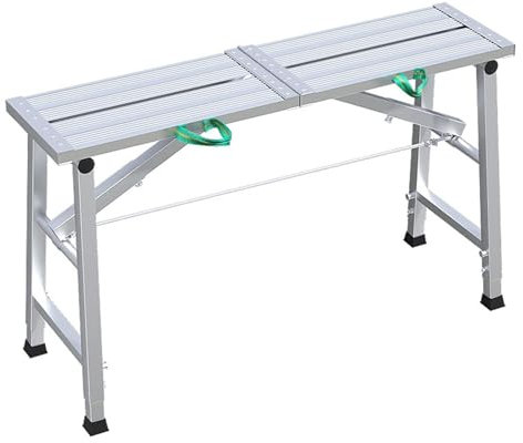 Plataforma de andamio portátil de aleación de aluminio con altura ajustable, capacidad de carga de 600 libras, escalera plegable para pintura de paneles de yeso, ingeniería del hogar y obra de
