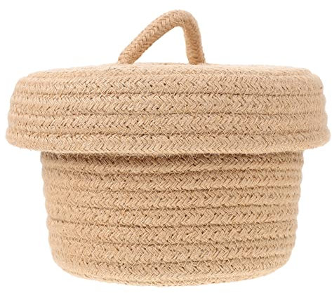 ifundom Sundries Basket Aus Baumwollseil Mit Deckel Woven Storage Box Für Spielzeug Wäsche Und Mehr Praktischer Organizer Für Zuhause