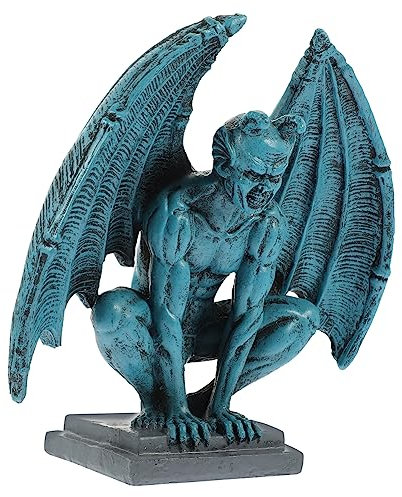 Zerodeko Gothic Resin Statue Garden Ornament Devil Gargoyle Figurine Weatherproof Lawn Decoration for Outdoor Home Patio Halloween Display