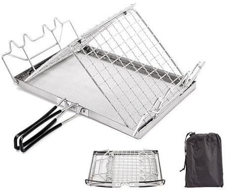 WYLFYJP Support à Pain, Grille à Pain, Grille en Acier Inoxydable, Grille for Feux de Camp, Barbecue, Grille Pliable for Barbecue, for Camping, randonnée, Sac à Dos