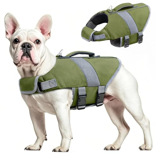 Oslueidy Hund Rettungsweste Hohe Flotation, Reflektierende Hund Rettungsretter schwimmt Weste Haustier Rettungsweste Badeanzugen Kleiner Mittlerer Großer Hunde zum Schwimmen Bootfahren Surfen Kajakin