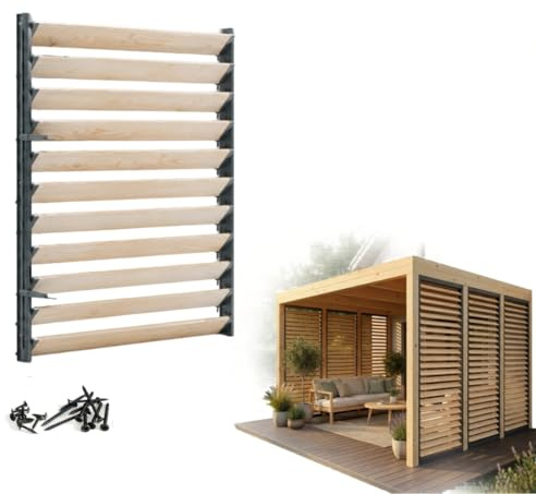 Prestige Ostaszewska Système de ferrure de jardin avec 11 lamelles incluses | 100 cm | Couleur du panneau : pin naturel | Système de volet roulant de terrasse/panneaux mobiles en acier galvanisé