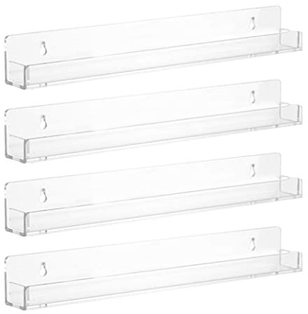 Organisateur de vernis à ongles 4pcs 15x2x1, 7 pouces étagère de vernis à ongles acrylique transparent, grille murale pour épices l'huile essentielle