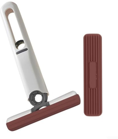 Mini scopa a frange salvaspazio con elevata capacità di assorbimento per una pulizia senza sforzo (marrone)