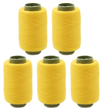 5 Spools Polyester Sewing Thread, Yellow Polyester Thread for Hand and Machine Sewing, 150M Per Spool