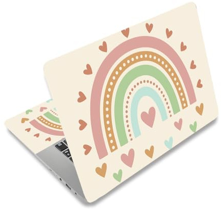 PLIGREAT 12 15 pulgadas estilo boho laptop pegatinas pegatinas Skin Cover arco iris corazón portátil pegatinas Skins pegatinas universal extraíble vinilo cuaderno arte protector impermeable