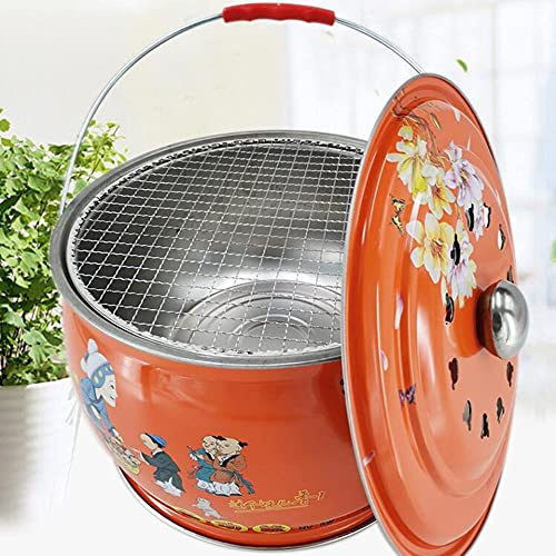 ZJFHEYUO Braciere da Esterno con attizzatoio, griglia, Bacino di Riscaldamento a Legna con Carbone, braciere Portatile, braciere, Stufa da Esterno per terrazze, Campeggio, Picnic,