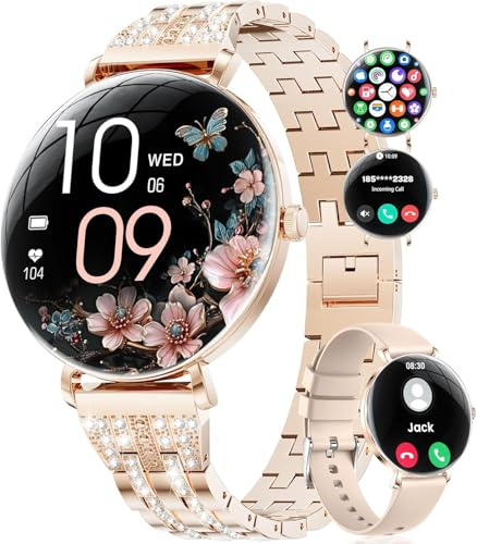 LIGE 2025 Smartwatch Donna,1,43 AMOLED Orologio Fitness Ultra Sottile con 2 Cinturini, Chiamate, 110+ Modalità Sportive, Monitoraggio Sonno, Ciclo Mestruale, IP68, per Android iOS
