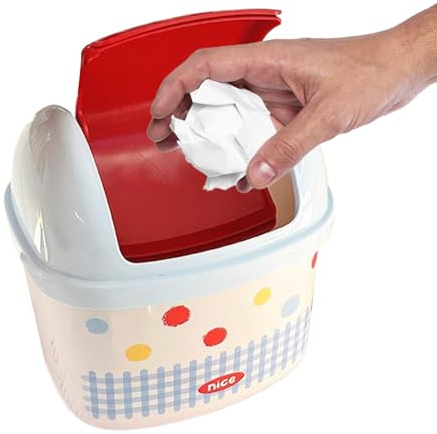 Generisch Papelera de polipropileno de 18 cm, cubo de basura con tapa, ideal para oficina, habitación de los niños, tocador, salón y coche
