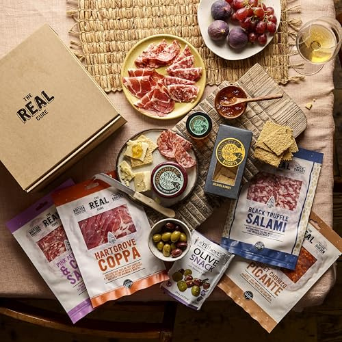 The Real Cure - Cheese and Charcuterie Hamper - Artisan Cheese and Charcuterie Gift Set, Award-Winning British Cured Meat Hamper - Foodie Gift for Men and Women