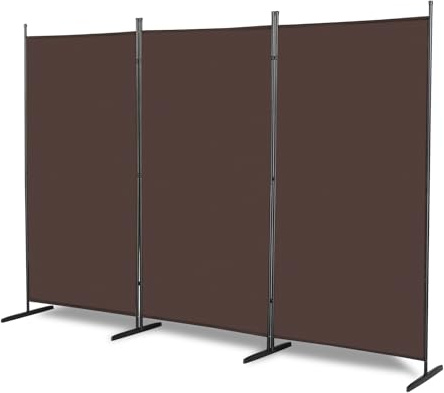 Bonnlo 6FT 3 Panel Room Divider Free Standing, Folding Wall Privacy Screen Protector, Partition Room Dividers for Dining Room, Office, Restaurant, Hospital (Brown)