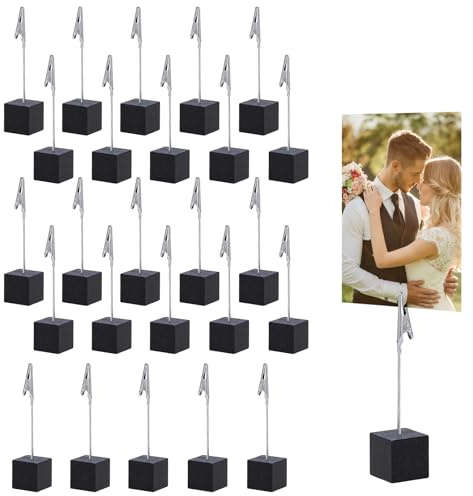 MIPIACE 30 stycken fotohållare, fotohållare, memoklämma med krokodilklämma, fotoklämma, memo tallbas, memo för kontorsdekoration, hem, bröllop, fest (svart)