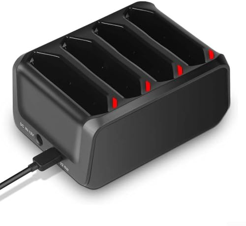 4-Slot Akku-Ladestation für Zebra TC70 TC72 TC75 TC77, Schnellladegerät mit 4A USB-C/DC Eingang, LED-Anzeige und Schutzfunktion für Symbol Scanner