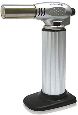 NERTHUS Vin Bouquet FIH 007 - Flambierbrenner für die professionelle Cocktailzubereitung mit Einstellbarer Flamme und Sicherheitsdruckknopf, grau und schwarz