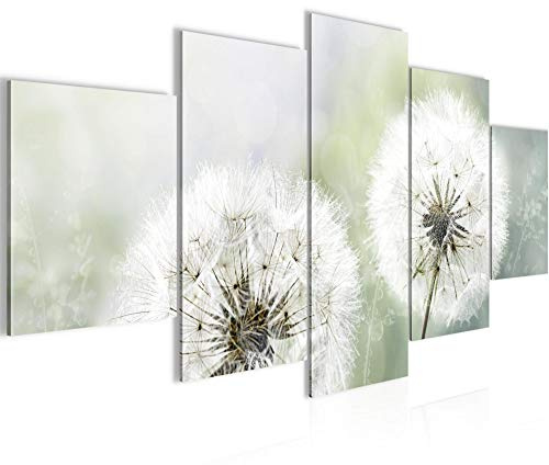 Runa Art - Bilder Pusteblume 200 x 100 cm 5 Teilig XXL Wanddekoration Design Grau Grün 207151a