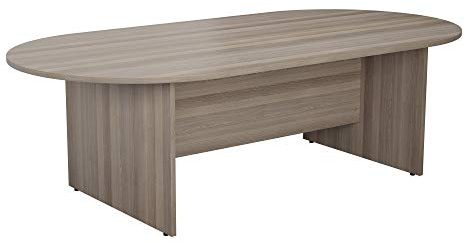 Office Hippo - Large Boardroom Table 180x100x73cm Modern Grey Oak Radial D-End Table For Commercial Office Meeting Room. Sturdy Build, FSC Certified With Heat And Stain Resistant Table Top