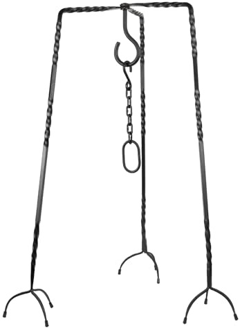 Battle-Merchant Geschmiedetes Dreibein aus Stahl, ca. 93 cm | Dekorativ, Praktisch, Funktionell, Kochstelle, Hängegrill, Mittelalter, Wikinger, Reenactment, LARP, Camping oder den Garten