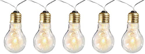 Lunartec Glühbirne mit Batterie: Party- & Deko-Lichterkette, 5 LED-Glühbirnen, Batteriebetrieb, 150 cm (LED Lichterkette Batterie, Glühbirne, Hänge)